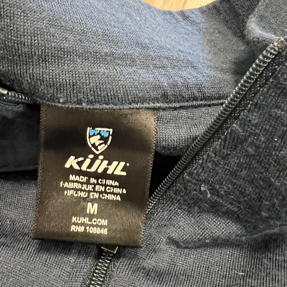 Kuhl Shirt Mens Medium Blue Long Sleeve 1/4 Zip Merino Wool Base Layer Hiking - Picture 2 of 13
